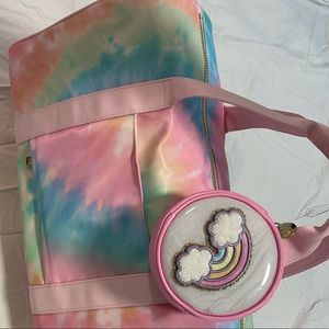 SCL X Target Tie Dye Duffle Duffel Bag and Pink Rainbow Pouch
